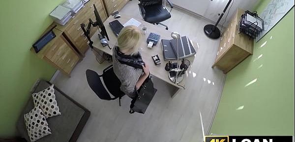  Beautiful blondie bent over and fucked hard in office